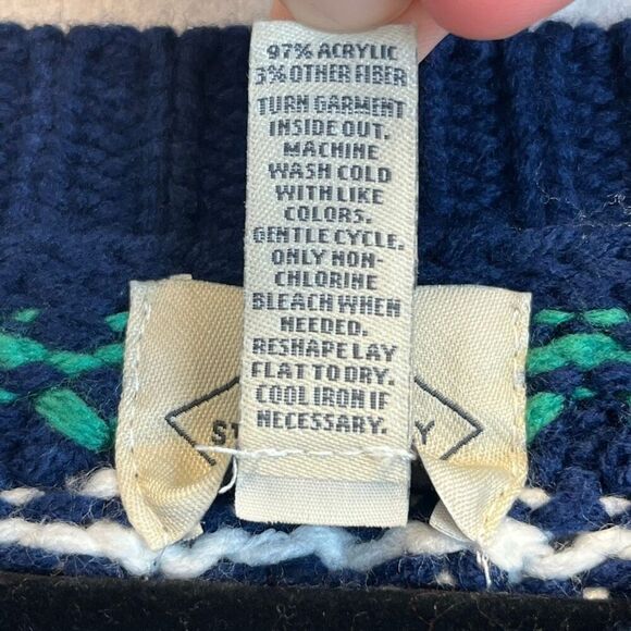 NWT ST. JOHN’S BAY Women’s Cable Knit Sweater Sz Large Crew Neck Blue White LS - Picture 6 of 12